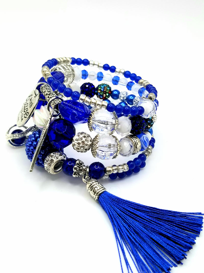 Blue and Silver Memory Wire