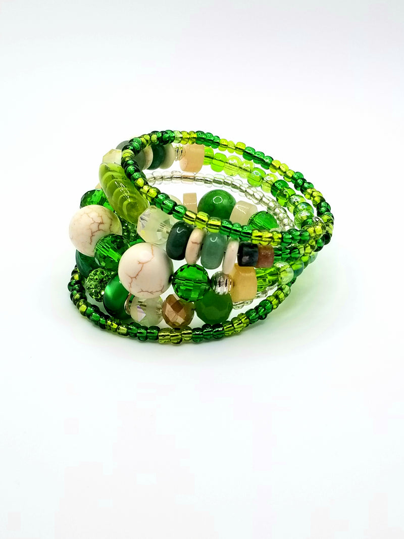 Green and Tan Wrap Around Bracelet