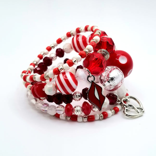 Red and White Charm Bracelet