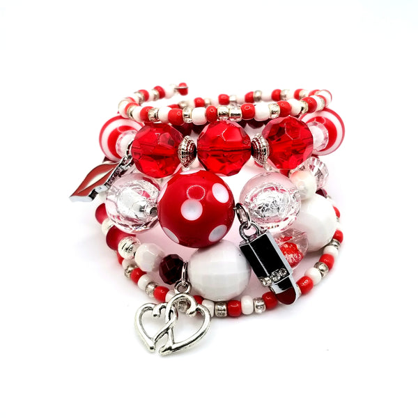 Red and White Charm Bracelet