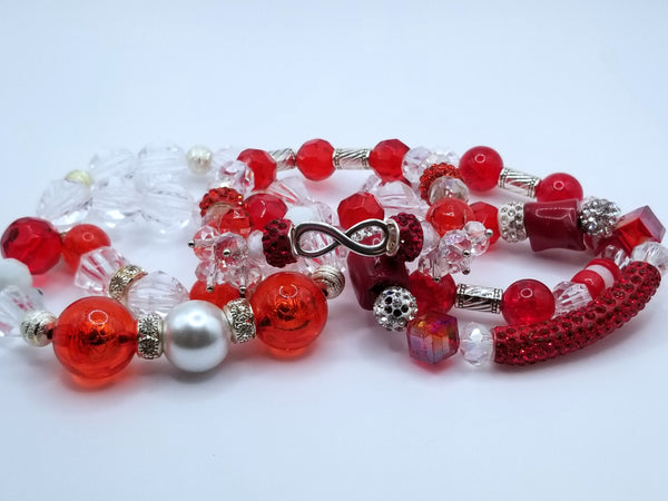 Red and White Stacked Bracelet