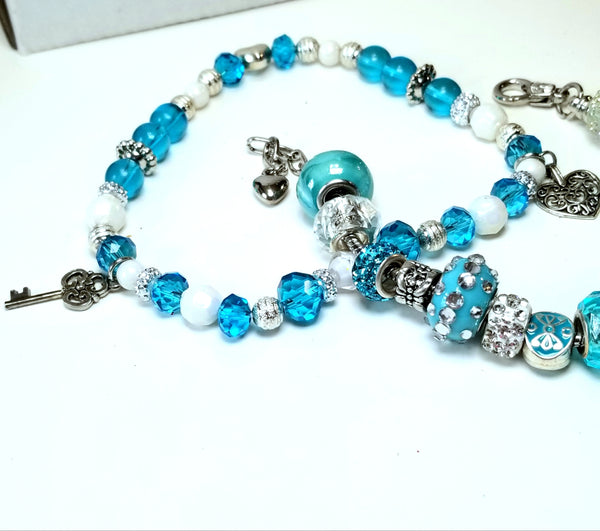 European Style Blue Bracelet and Anklet Set