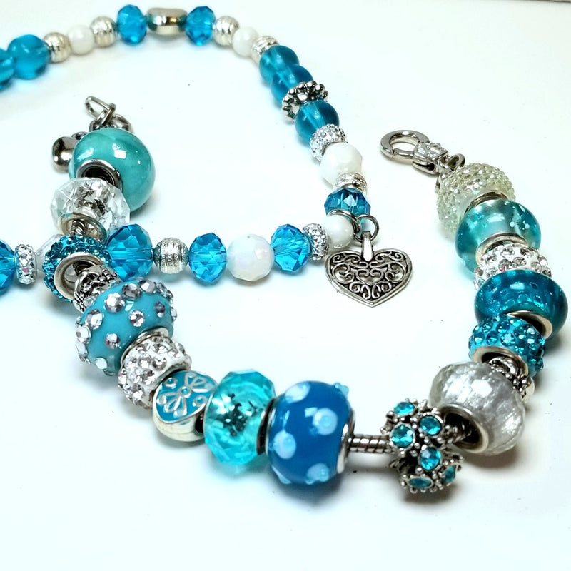 European Style Blue Bracelet and Anklet Set