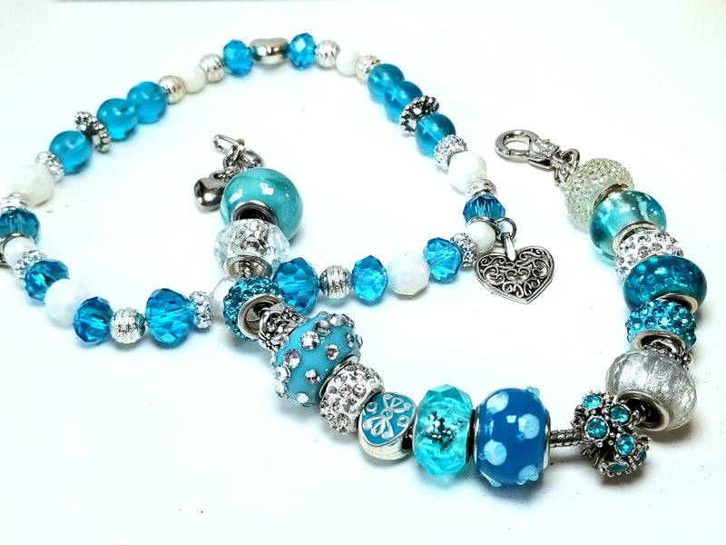 European Style Blue Bracelet and Anklet Set