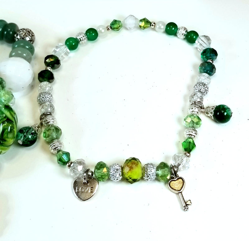 Green Bracelet and Anklets Set