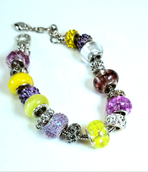 Purple and Yellow Multi Type Beads