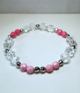 Pink and Transparent Beaded Anklet