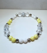 Yellow, White and Silver Beaded Anklet