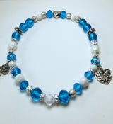 Blue and White Charm Beaded Anklet