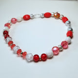 Red and white Beaded Anklet