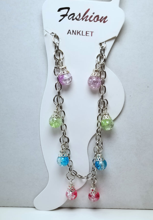 Multi Colored Bulb Charm Anklet