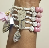 Pink Gemstone Stacked w/Charms